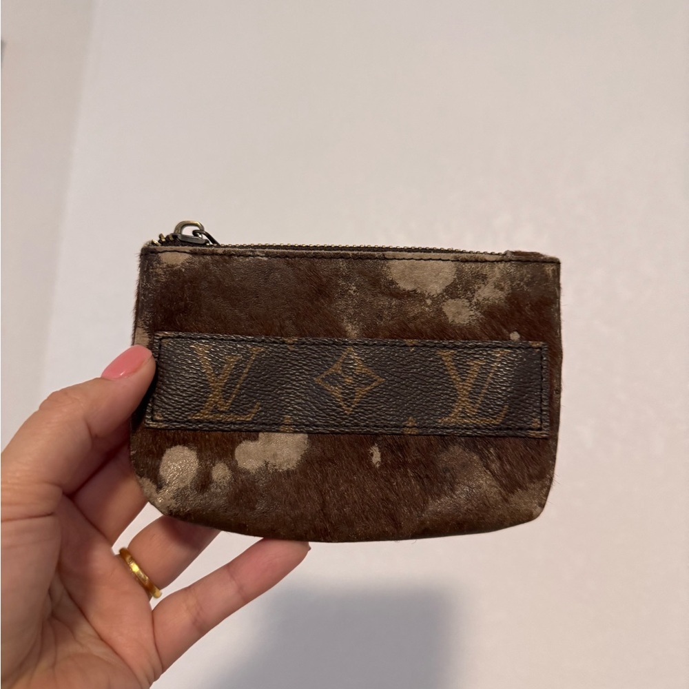 Louis Vuitton Brown and Cream Monogram Pouch